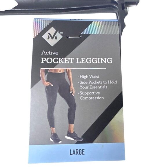 Members Mark Active Pocket Leggings Large Black High Waist Side Pockets - Picture 3 of 5